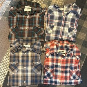 Lot of 4 Ariat Button Up Pearl Snap Shirts Boys Youth Medium 10/12